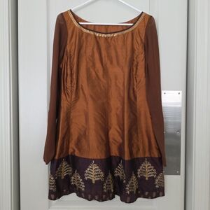Origins Copper Tunic with Plum Embroidered Hem
